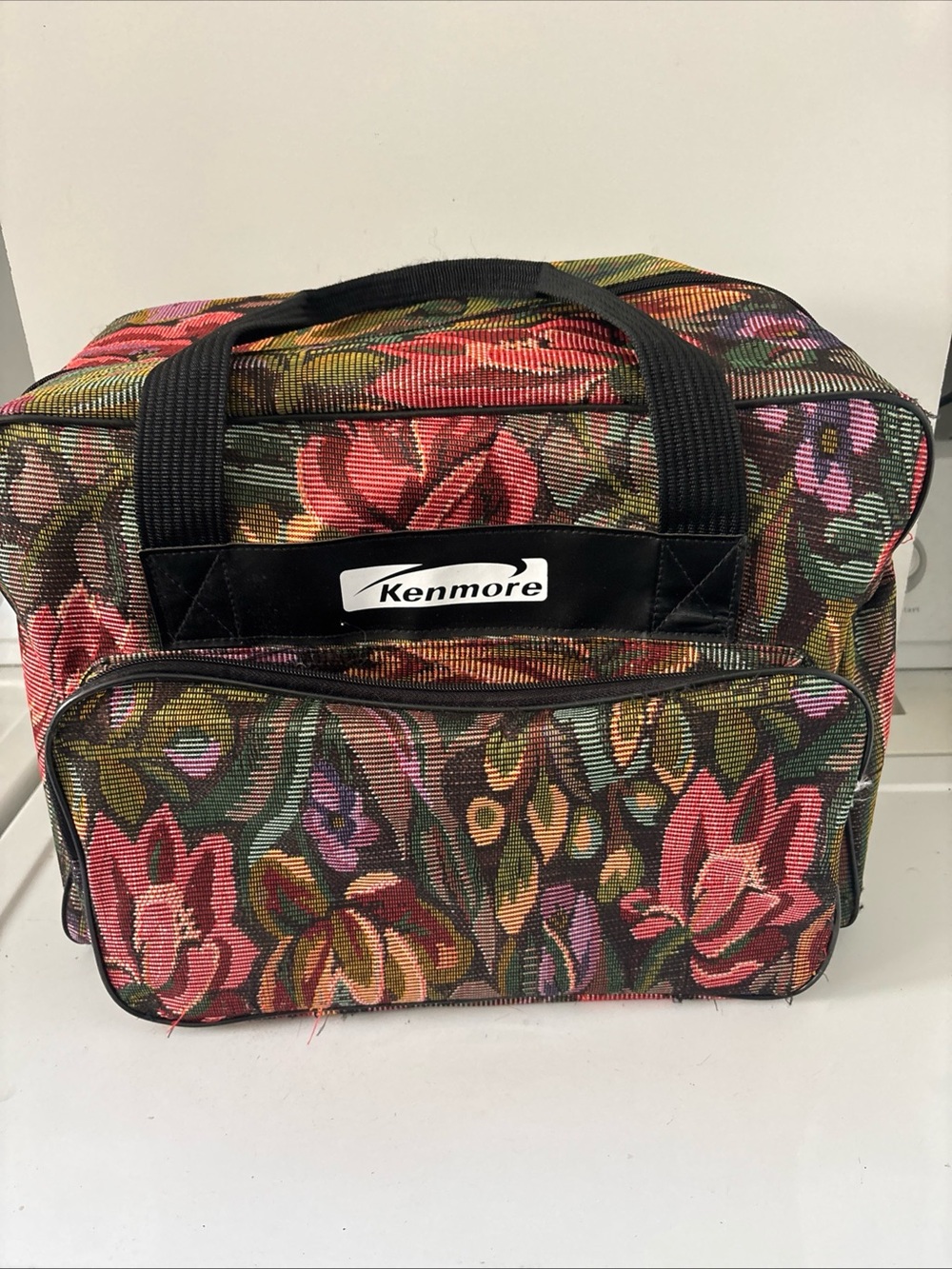 Vintage Kenmore Sewing Machine Carrying Case, Travel Carry Tote Bag Tapestry EUC